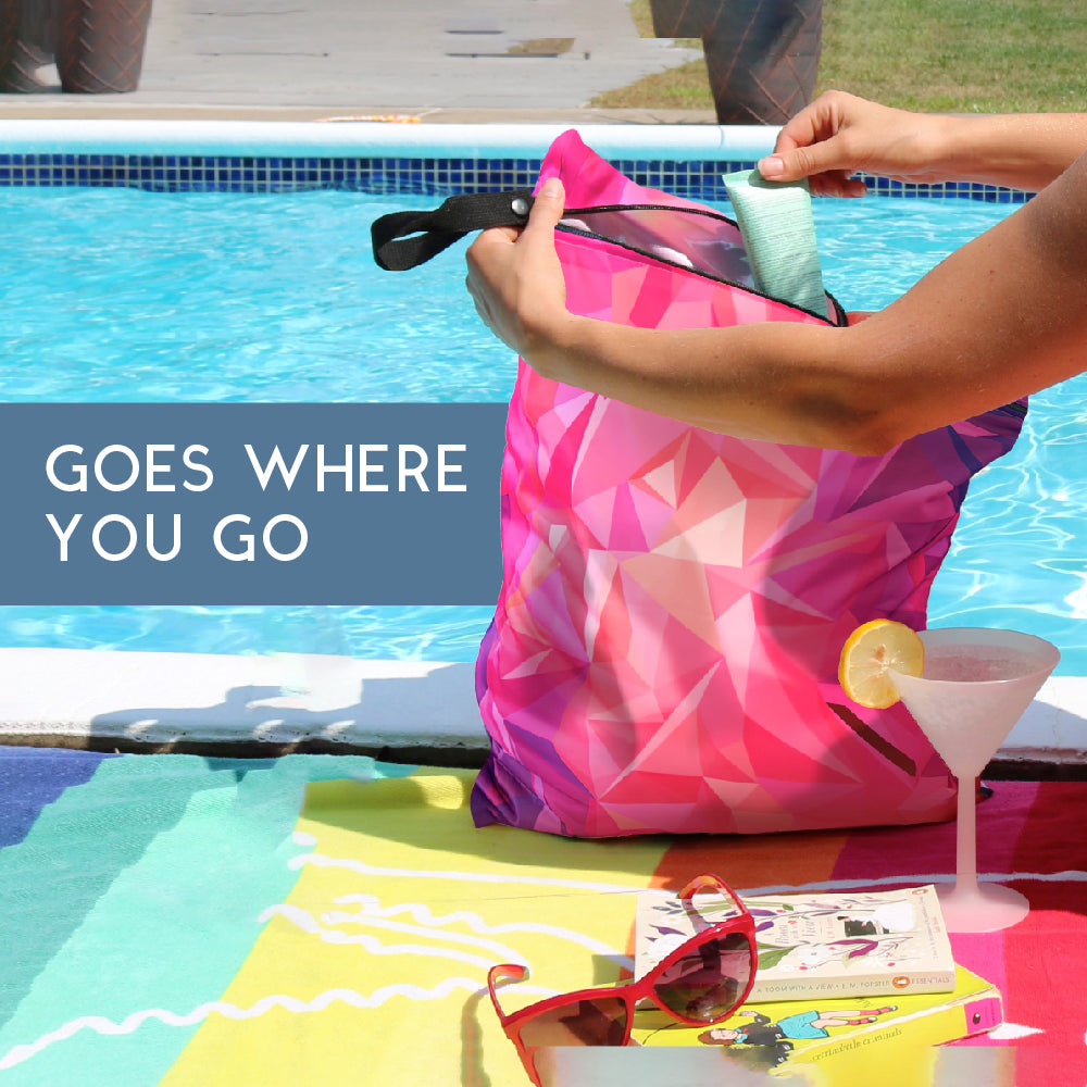S'wet Travel Laundry Bag | * NEW * recycled fabric & lining | wet\dry bag | 14 x 18