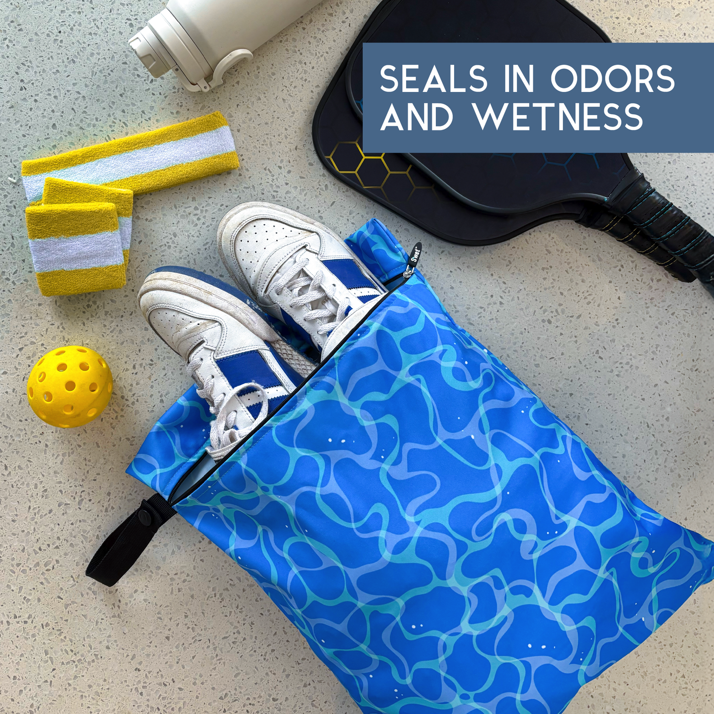 S'wet Travel Laundry Bag | Recycled fabric & Lining | Wet\Dry bag | 14 x 18