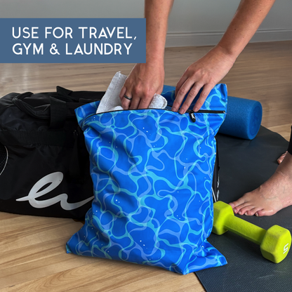 S'wet Travel Laundry Bag | Recycled fabric & Lining | Wet\Dry bag | 14 x 18
