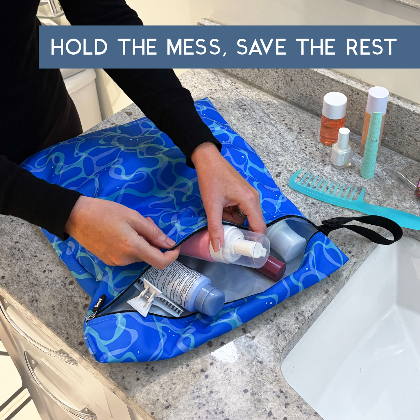 S'wet Travel Laundry Bag | Recycled fabric & Lining | Wet\Dry bag | 14 x 18