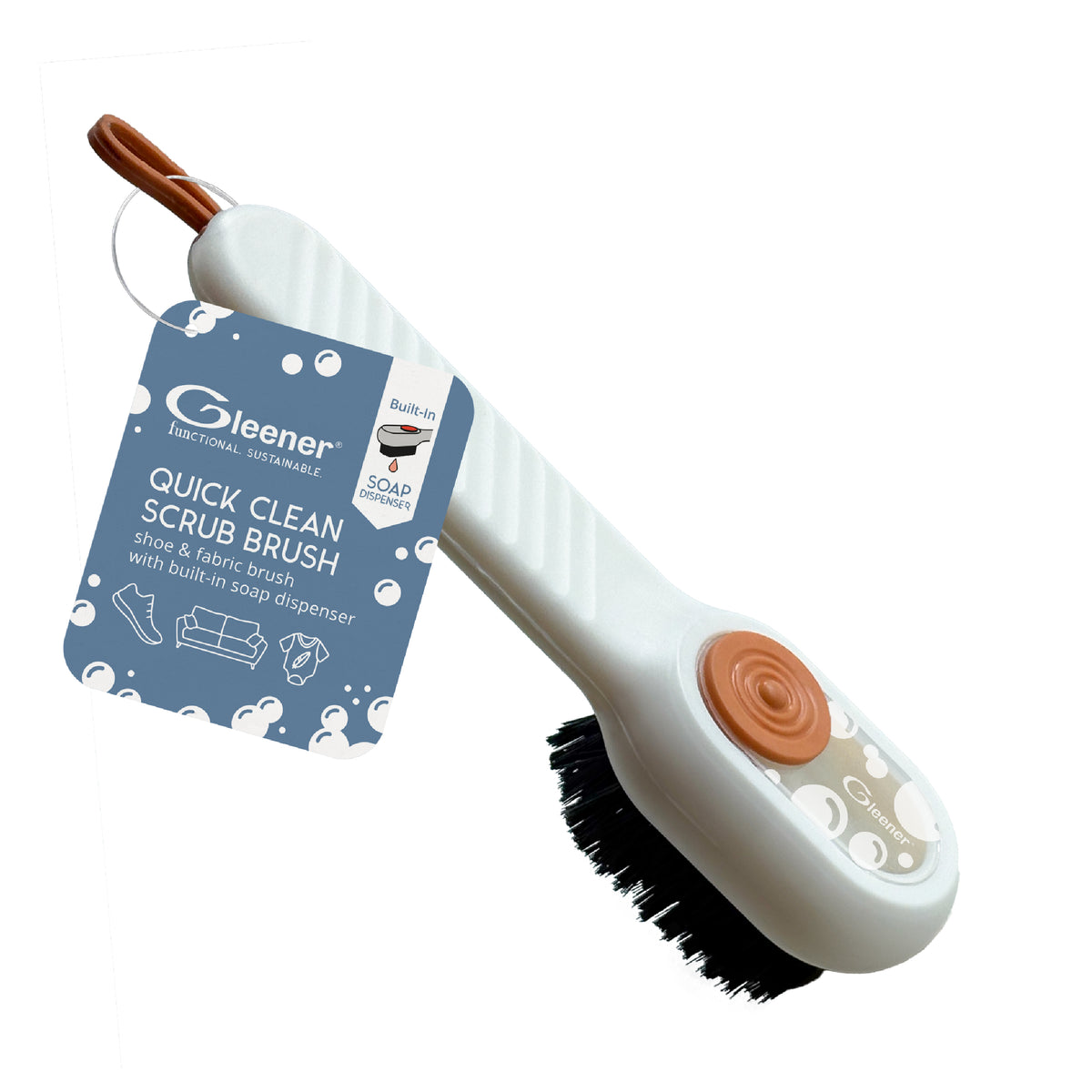 Quick Clean Scrub Brush | Shoe & fabric brush with built-in soap dispenser