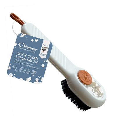 Quick Clean Scrub Brush | Shoe & fabric brush with built-in soap dispenser