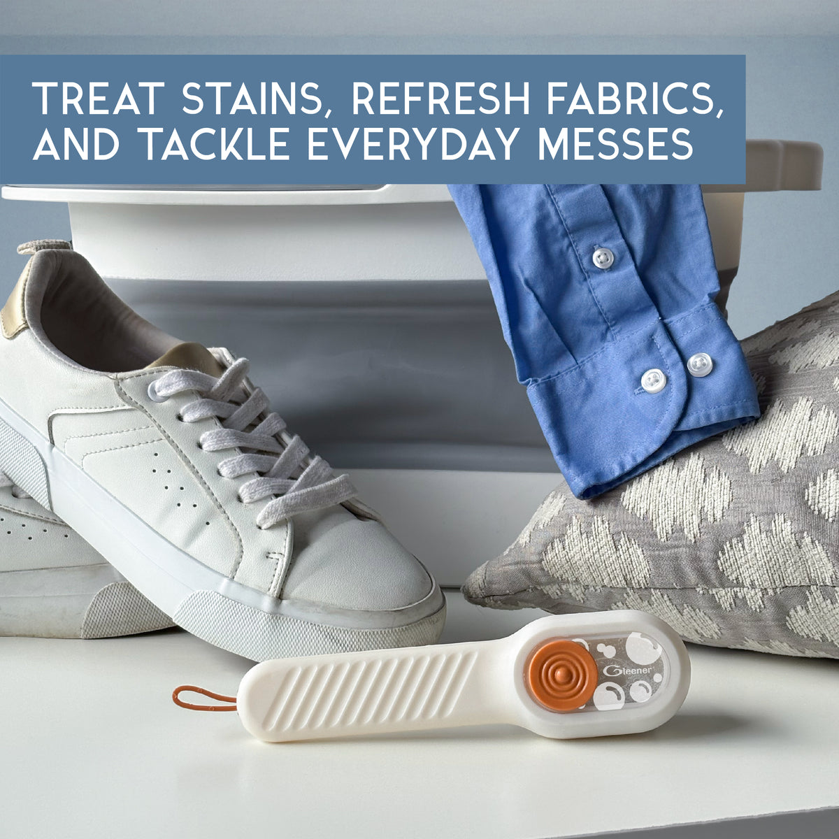 Quick Clean Scrub Brush | Shoe & fabric brush with built-in soap dispenser