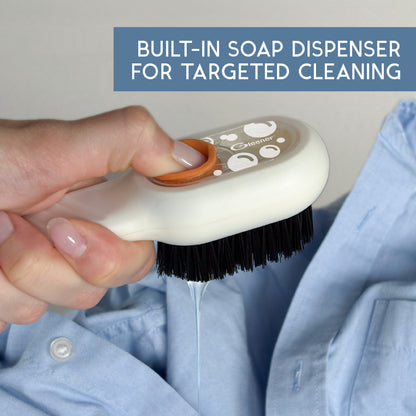 Quick Clean Scrub Brush | Shoe & fabric brush with built-in soap dispenser