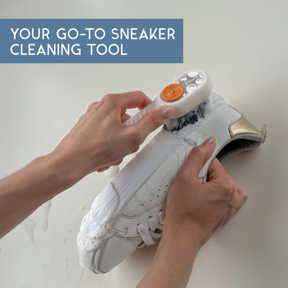 Quick Clean Scrub Brush | Shoe & fabric brush with built-in soap dispenser