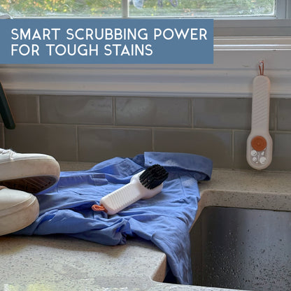 Quick Clean Scrub Brush | Shoe & fabric brush with built-in soap dispenser