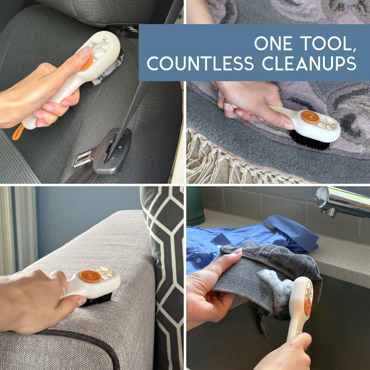 Quick Clean Scrub Brush | Shoe & fabric brush with built-in soap dispenser