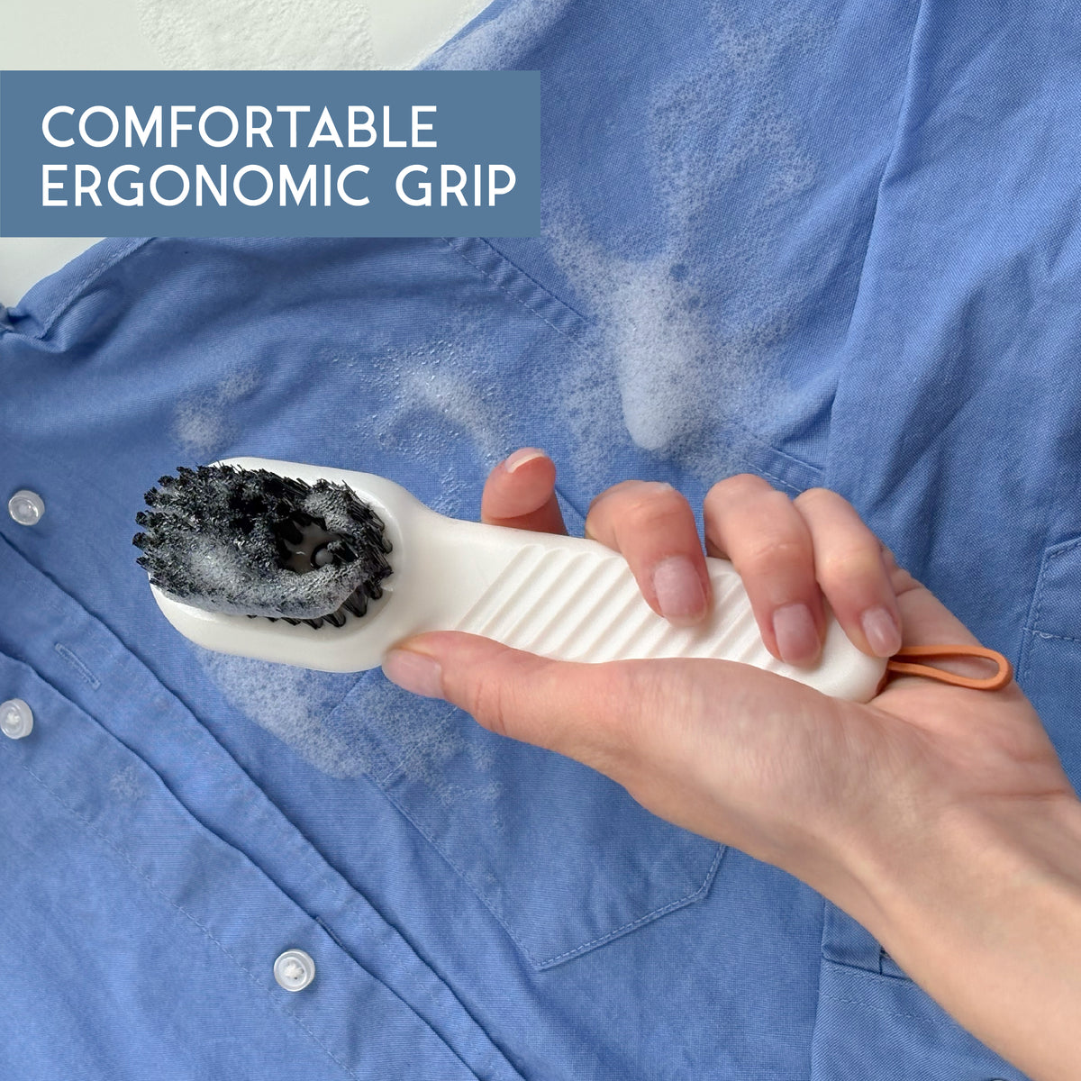 Quick Clean Scrub Brush | Shoe & fabric brush with built-in soap dispenser