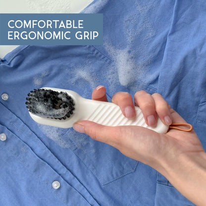 Quick Clean Scrub Brush | Shoe & fabric brush with built-in soap dispenser