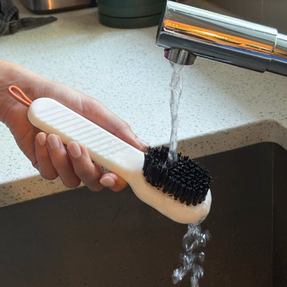Quick Clean Scrub Brush | Shoe & fabric brush with built-in soap dispenser