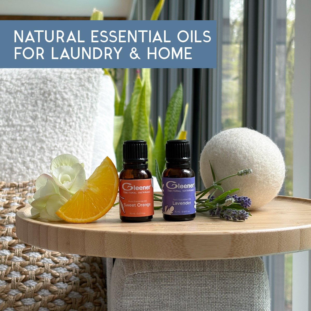 GLEENER Laundry Essentials | 2 pack | Natural Essential Oils Lavender and Sweet Orange
