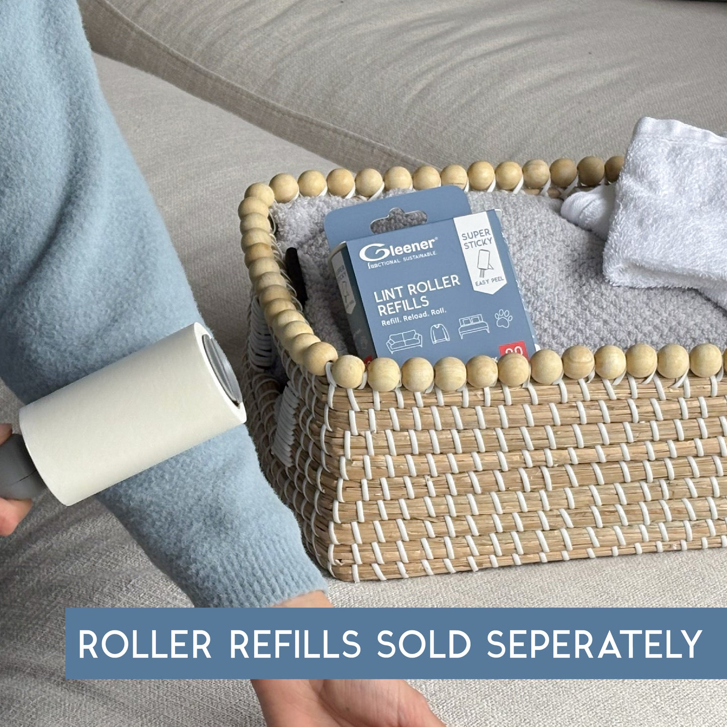 GLEENER Lint Roller | Strong Grip Adhesive Easy Peel Sheets | 90 Sheets