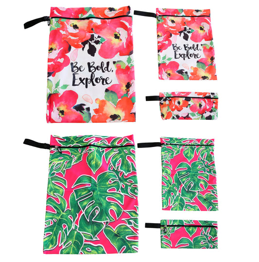 S'wet | Wet/Dry Bag (6 x 3-pack, Mix Be Bold & Hot Palm)